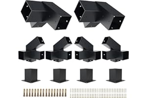 Grehitk Pergola Kit with Brackets, 30°Slanted Roof Pergola Bracket Kit, Roof Wall Mount Extension Bracket Kit 4-Way Brackets for Pergolas,Log Cabin Outdoor Pergola 4"x 4" (Actual 3.5" X 3.5") Lumber