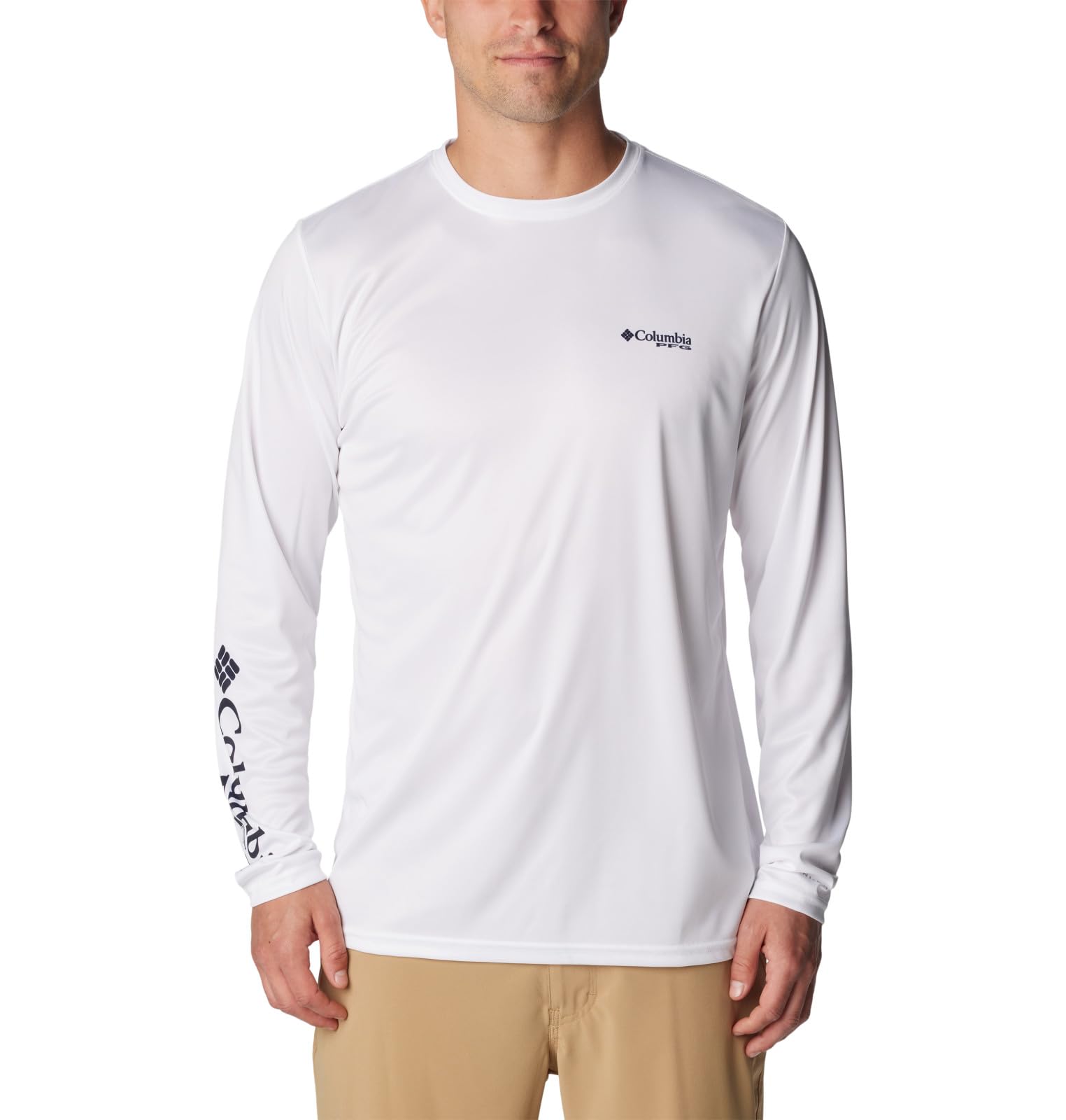 Photo 1 of Columbia Men's Terminal Tackle PFG Fins and Stripes Long Sleeve, White/Fins & Stripes, Small