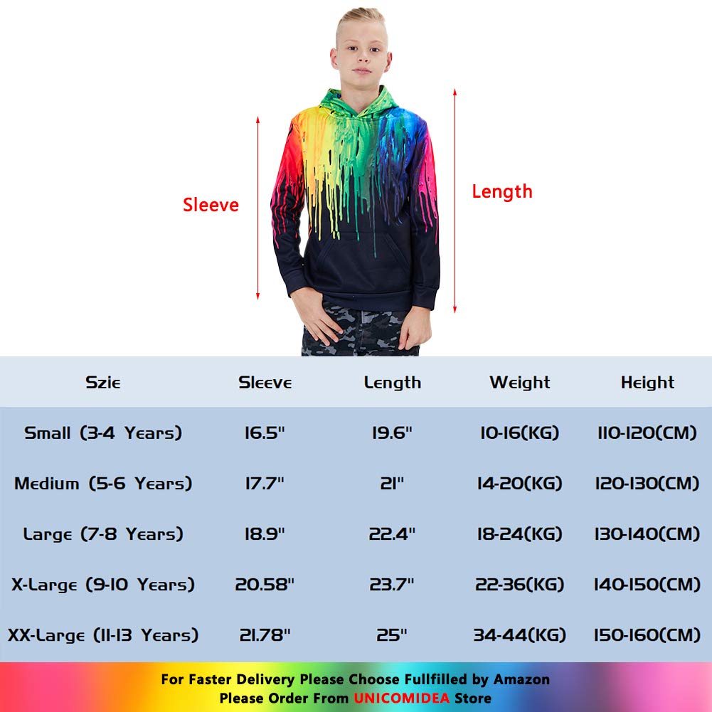 Boys Sports Sweatshirt Girls Comfy Hoodies for School Fashion 3D Printed Pullover Fire and Ice Pattern Sweater Warm Lining Jackets Outfits with Pocket for 8-10 Years