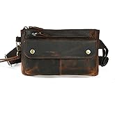 Handadsume Genuine Leather Hiking Riding Travel Fanny Waist Pack Small Phone Pouch For Men Women FB811-29 (100% Leather-The 8136 Brown)