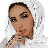 Piewag Hijab Scarf for Women Soft Chiffon Rhinestone Long Scarf Shawl Fashion Muslim Hijab Head Wrap Scarves