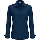 EverVoguant Super Soft Non-Iron Wrinkle Free Button Down Shirts for Women Solid Formal Work Dress Blouse Tops