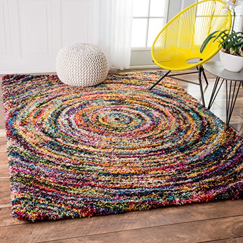 Soft & Plush Swirl Geometric Multi Shag Area Rugs, 5 Feet 3 Inches by 7 Feet 6 Inches (5' 3