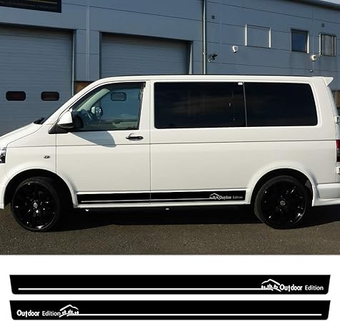 Amazon フォルクスワーゲンマルチバントランスポーターカラベルt5 T6スカートステッカーオートアクセサリー用2個車ドアサイドデカール屋外版 ステッカー デカール 車 バイク