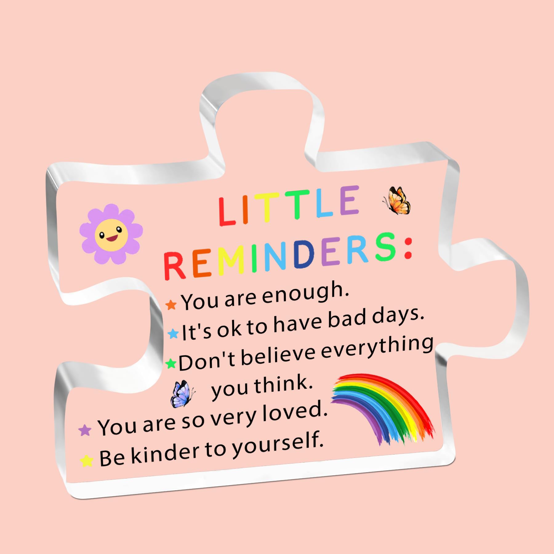 SDOFY Inspirational Gifts for Women Men Positive Gifts Mental Health Acrylic Plaque Little Reminders Office Desk Accessories Well Done Gifts for Women Friends Colleague