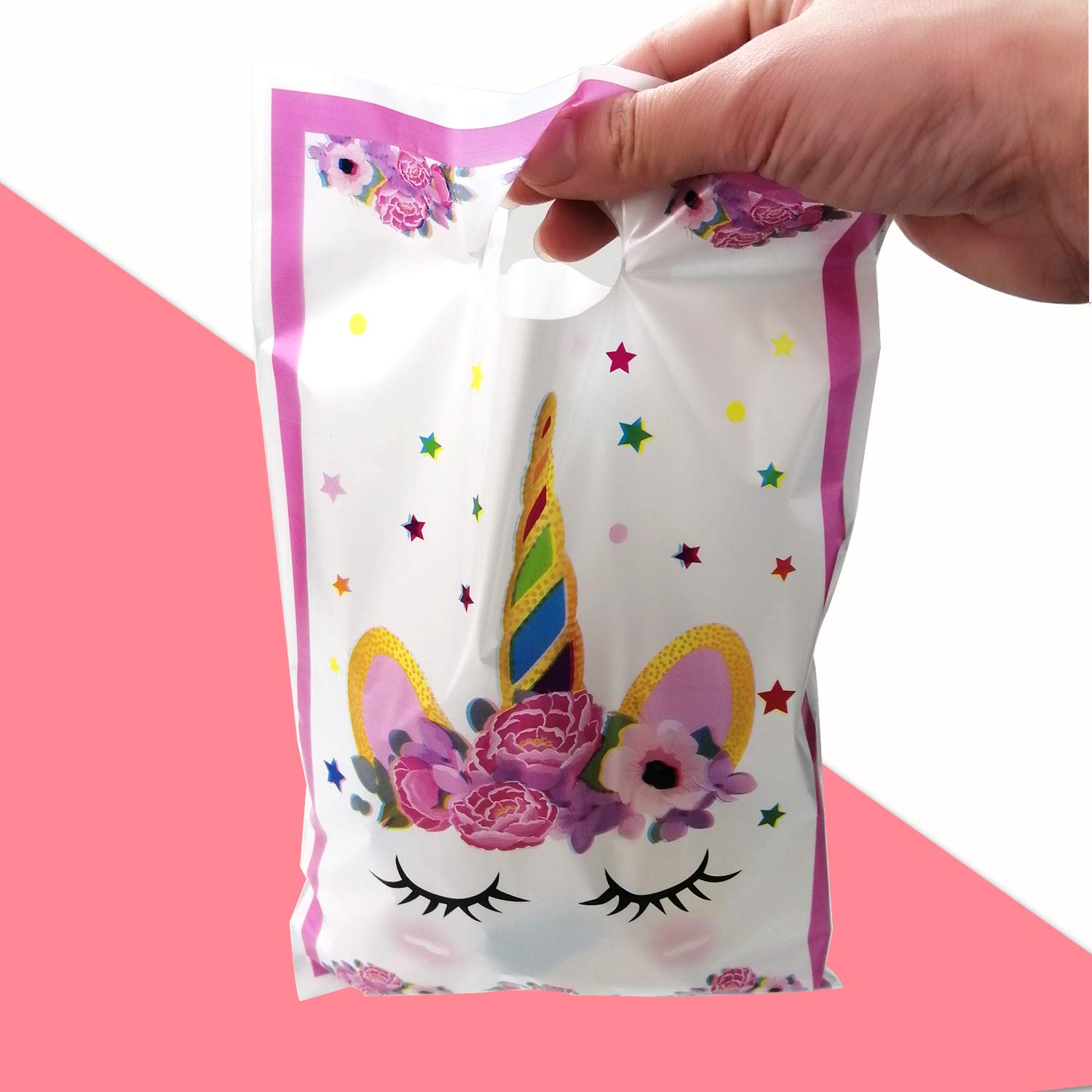 DxJ 30 Pcs Unicorn Plastic Party Bags Unicorn Gift Treat Bags for