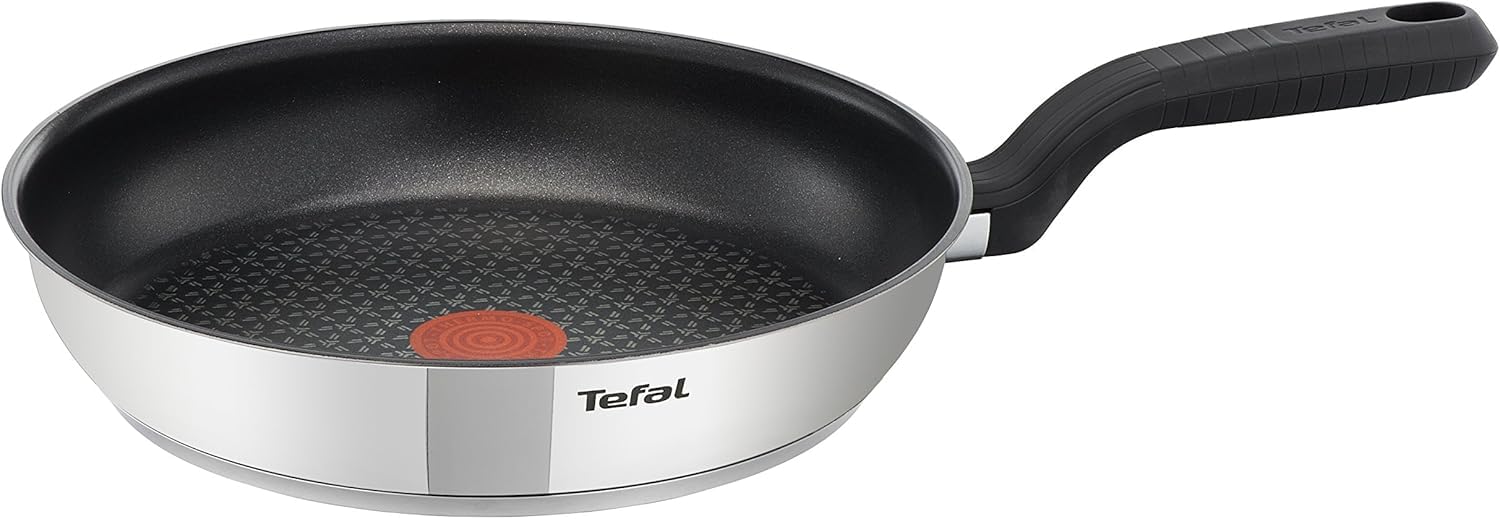 Tefal Comfort Max Stainless Steel Non-Stick Pancake Frying Pan 20cm – Thermo-Spot Heat Indicator, Induction Compatible Base, Comfortable Grip Handle, G7260244