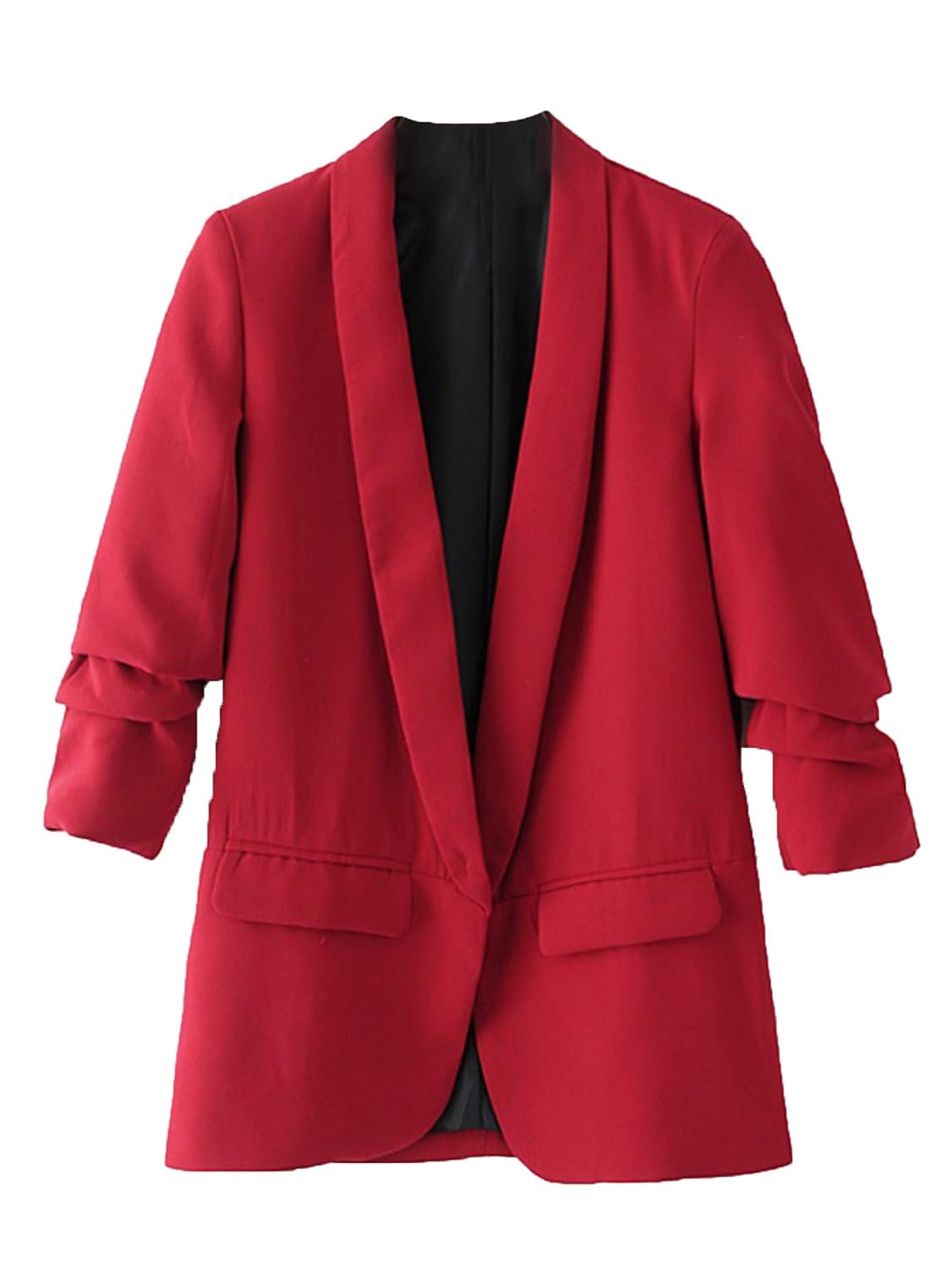 SheIn Womens Shawl Collar 3/4 Ruched 