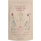 Harney & Sons Organic Hibiscus Ginger Tune-Up Tea, Bag of 50 sachets, 50 Count