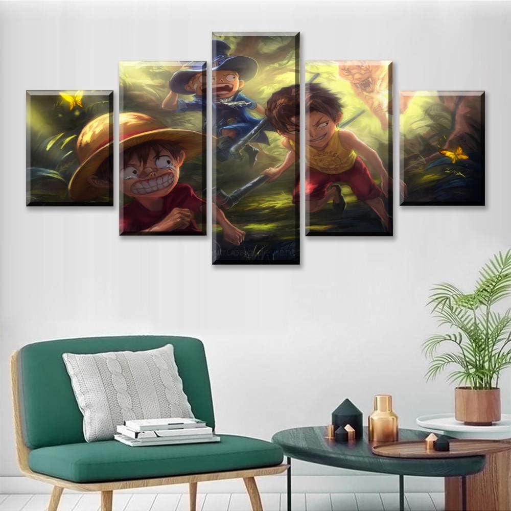 Prints on Canvas One Piece Animation Poster Role 5 Pieces Painting Modern Print Picture Home Decor Wall Art Modular No Frame (Size 2)