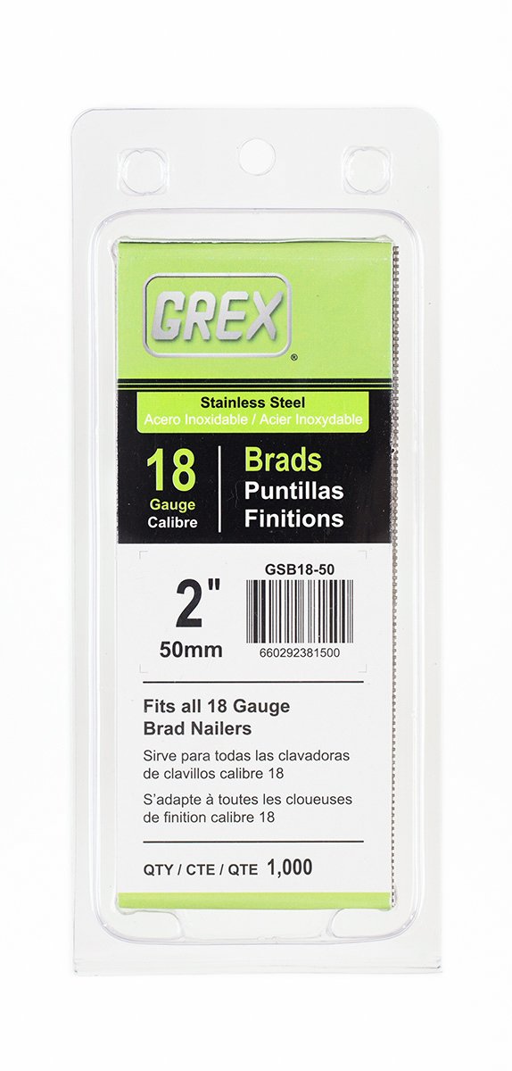 Grex GSB18-50 2 in. 18 Ga. Brad Nails, Stainless Steel 304, 1M