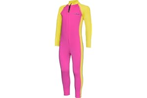 EcoStinger Girls Full Body Swimsuit UV Protection UPF50+ Chlorine Resistant Pink Yellow Fully Lined