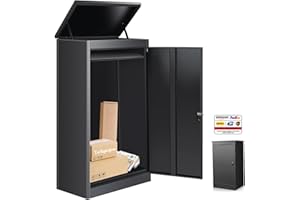 YORKGARGEN Package Delivery Boxes for Outside, Extra Large Black Parcel Drop Box with Coded Lock, Made of Steel Mailbox with Waterproof Anti-Theft Function, Not Easy Deformed for Home, Porch, Business, Curbside