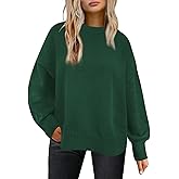 Womens Sweaters Crewneck Long Sleeve Pullover Tops Loose Fit Soft Knit Ribbed Hem Side Slit Casual Fall Winter Outfits