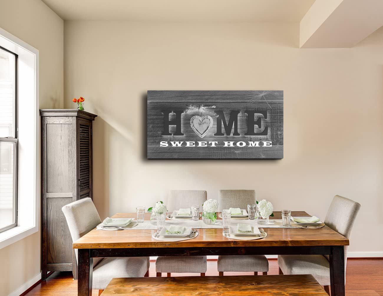 Home Sweet Home Wall Art Large Canvas Wall Art for Living Room Decoration Wooden Board Design Canvas Prints Modern Rustic Artwork Pictures Wall