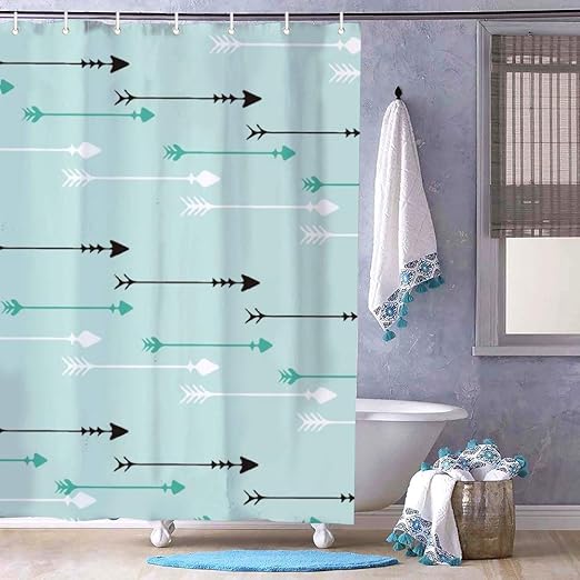 Amazon Com Turquoise Arrow Blue Design Shower Curtain Bathroom Art Home Decor Bathroom Sets Shower Curtain Rustic Primitive Farmhouse Home Kitchen