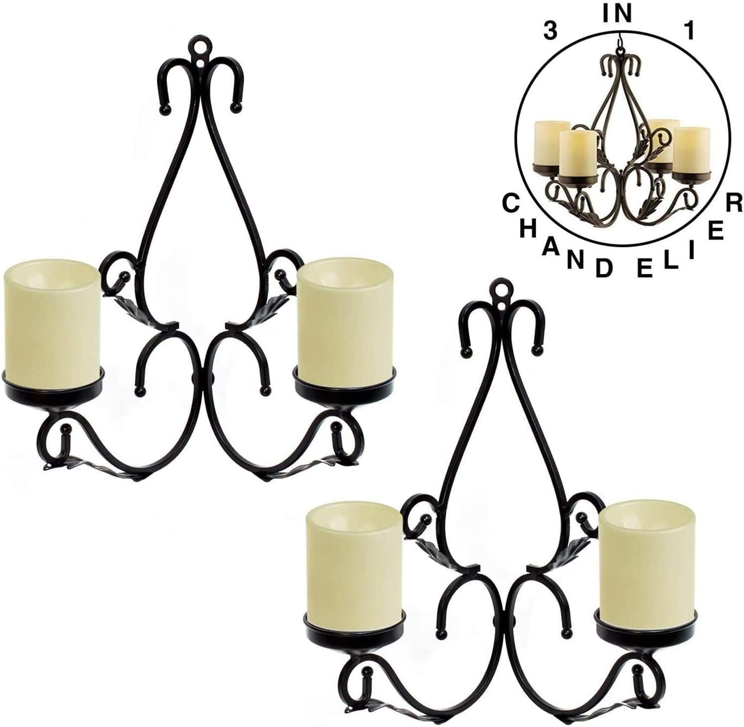 simpdecor Lighting Candles Candelabra Chandelier Chain Hang Metal Wall Pendant Candle Holder Sconce with 4pcs Battery Operated Led Candle with Remote - Image 3