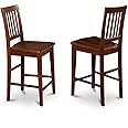 East West Furniture Vernon Modern Counter Stool-Pub Height Wooden Chairs, Set of 2, Mahogany