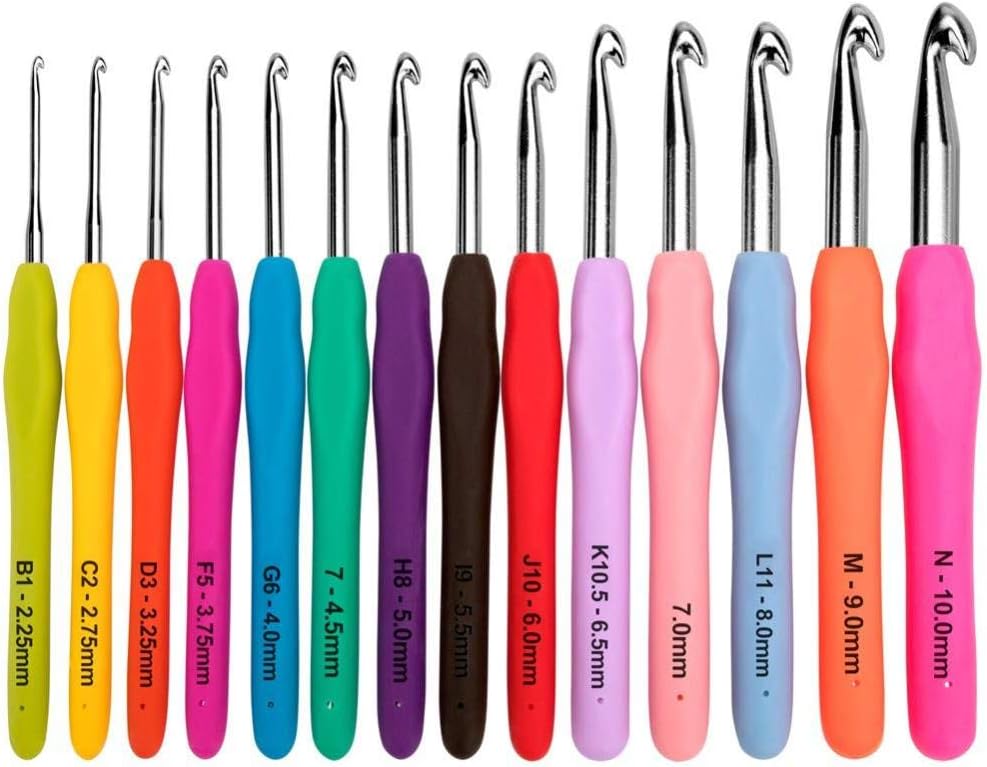 Crochet Set of 14 Ergonomic Soft Grips, Suitable for Hands of Arthritis Patients, Extra Long Knitting Needle Knitting Yarn Set, Best Gift for Women (B)