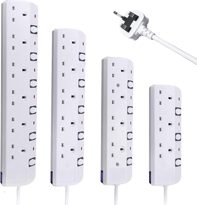 2M 13A Surge Protected Extension Lead Power Strip with Individual