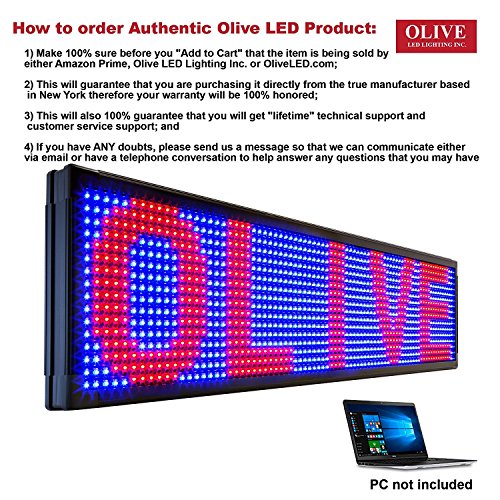OLIVE LED Sign 3Color, RBP, P30, 22"x79" PC Programmable Scrolling Outdoor Message Display Signs EMC - Industrial Grade Business Ad Machine.
