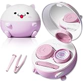 Vastsoon Cute Contact Lens Cleaner, Case Cleaning Machine with Solution Soak Case and Contact Lens Applicator Tool for Daily Vision Care, Travel Size (Purple)