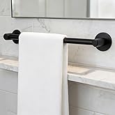 HIGHCRAFT 24 Inch Towel Bar, Matte Black Plated, Wall-Mounted Bathroom Towel Holder, Modern Cylindrical Design