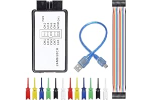 DKARDU USB Logic Analyzer Device 24MHz 8CH 8 Channel UART IIC SPI Debug with Mini USB Cable Dupont Cable 6 Colors Test Hook Clip Set for Arduino FPGA M100 SCM
