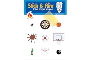 STICK & AIM Toilet Target Stickers for Big Boys with Sticker Applicator Tool, Sticks on Wet Surface, Fun Toilet Target Aiming Stickers for Boys and Men