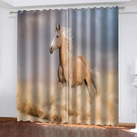 Abeeaceo® Cortina 3D De Dormitorio Caballo Animal Corriente Cortinas