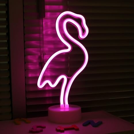 LED Flamingo mit Sockel Nachtlicht,Dekor Neonleuchte für Weihnachten, Geburtstagsfeier, Kinderzimmer, Wohnzimmer, Hochzeit Pa