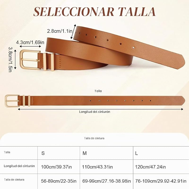 Cintos femininos, cinto ajustável de 3 peças para senhoras da moda com fivela de liga leve, cinto clássico de moda de 100 cm, cinto de jeans para jeans, calças, vestidos
