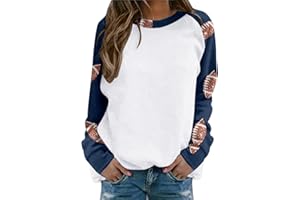 womola Game Day Sweatshirt for Women 2024 Fall Fashion Football Graphic Print Shirts Long Sleeve Pullover Sweatshirts