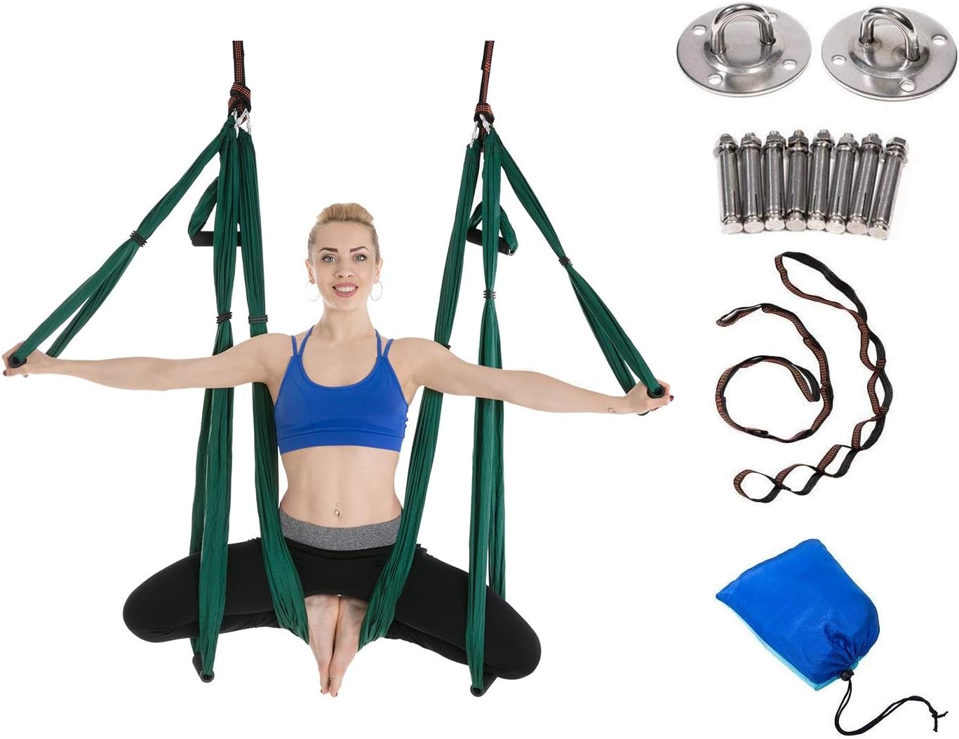 JIALFA Aerial Yoga Swing Set - Ultra Strong Antigravity Yoga Hammock- Aerial Trapeze Kit - Sling for Antigravity Yoga Inversion Exercises - Mounting Accessories Included