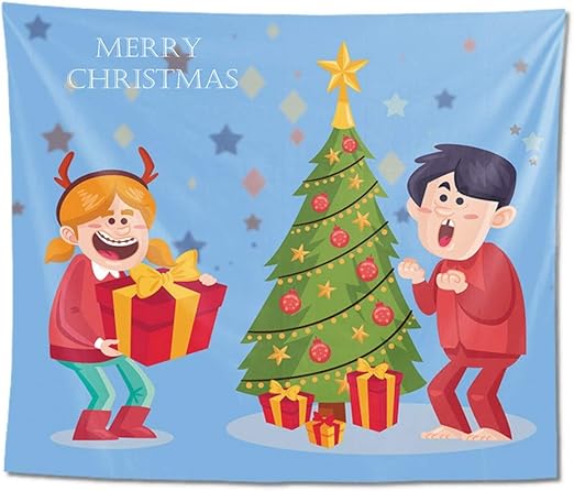 Ddfhk Living Room Bedroom Tapestry Decorated Christmas New Year Cartoon Tarpaulin Printed Pattern Corridor Wall Hanging 150 X 130 Cm Plus Velvet Style Amazon Co Uk Kitchen Home