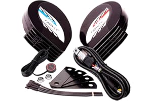 FARBIN Compact Horn 12V Car Horns Loud Dual-Tone Waterproof Auto Horns Electric Snail Horn Kit with Relay Harness Universal f
