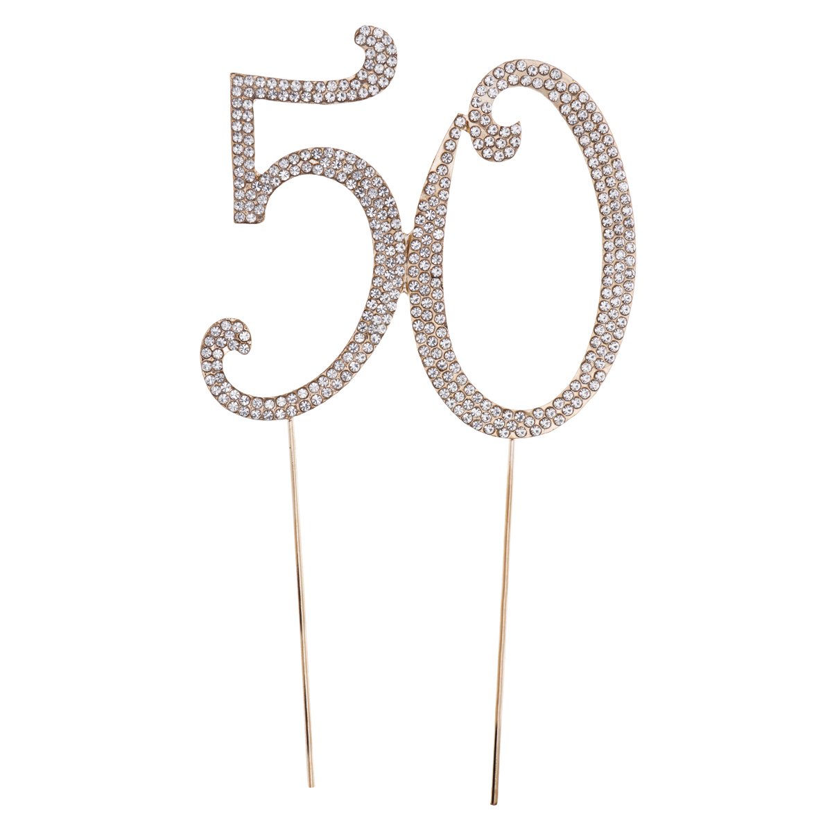 TOYMYTOY 50 Cake Topper for 50th Birthday Party or Anniversary Crystal Rhinestones Decorative Cake Topper for Party Supplies (Gold)