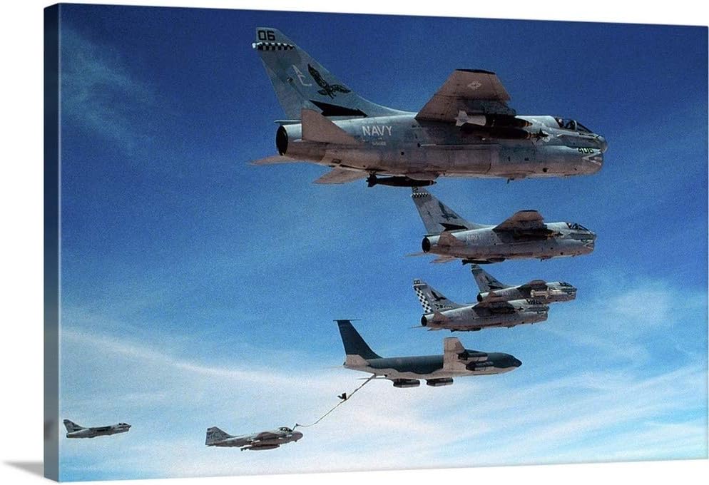 GREATBIGCANVAS Formation of Military Aircraft Canvas Wall Art Print, 60"x40"x1.5"