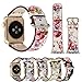 Flower Design Strap for Apple Watch,Soft PU Leather Floral Printed Style Watch Band 38mm 42mm Strap Wrist Band for iWatch Smart Fitness Watch Series 3 2 1 Version (Black+ Pink 38mm)
