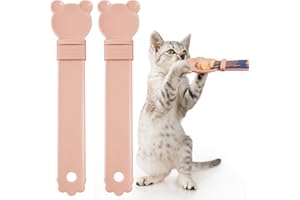 OKAMMY Cat Treat Squeeze Spoon Dispenser - Multifunctional Lickable Wet Cat Treat Dispenser for Cat Liquid Snack Cat Feeding Food Storage and Easy Hanging Cat Food Feeding Spoon (2 pink)