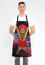Wasach Cat Apron Beige Baker Red Chef Hat French Bread Adjustable Bib Kitchen view 3