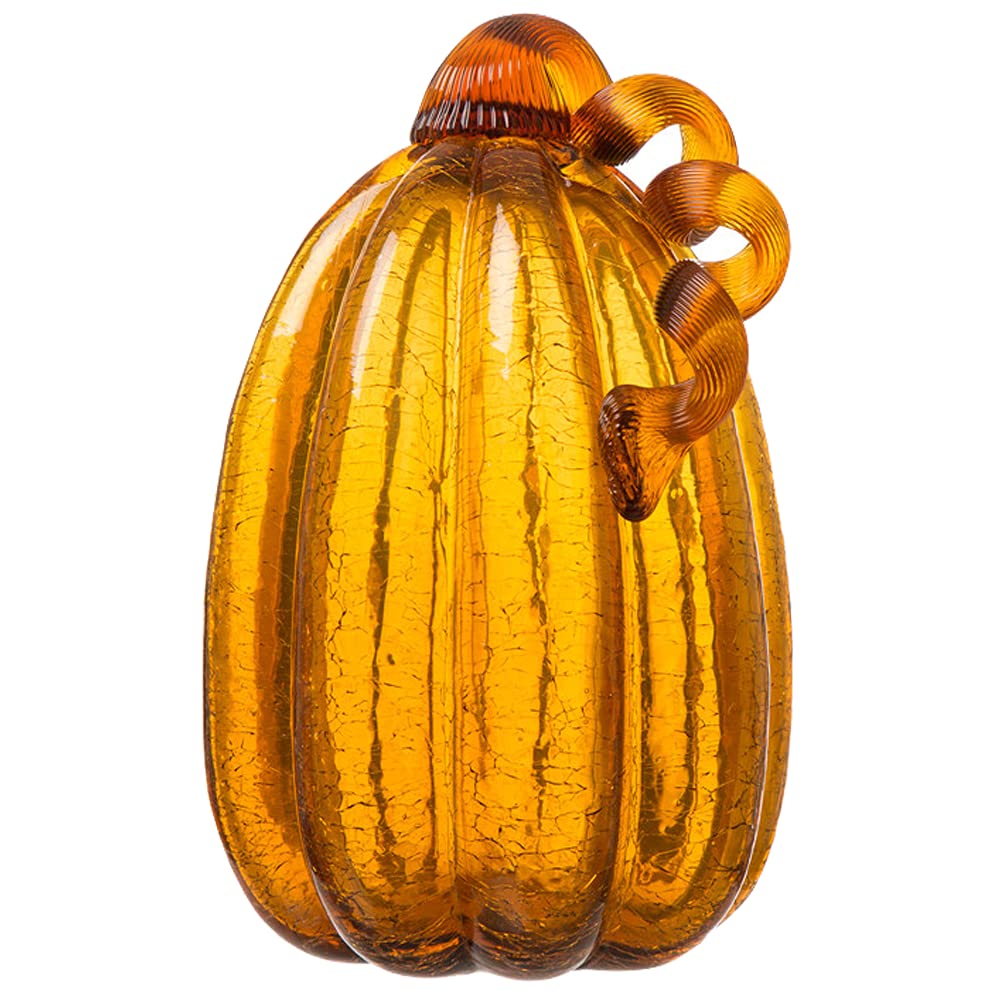 Glitzhome for Fall Harvest Thanksgiving Decors, 9" H, Amber