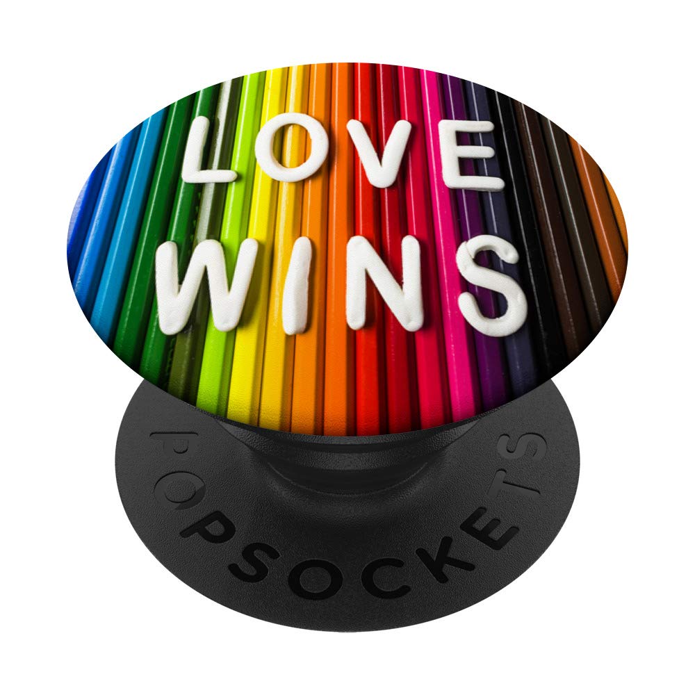 LOVE WINS LGBTQ LGBT Lesbian Gay Queer Pride Colorful Sign PopSockets PopGrip: Swappable Grip for Phones & Tablets