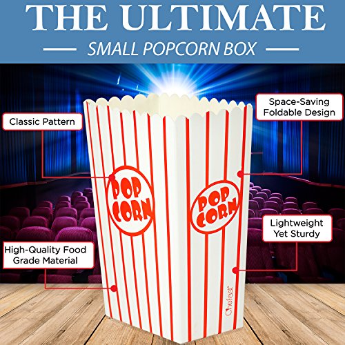 Chefast Small Popcorn Box Pack - 30x Red and White Striped Mini Boxes With 10x Chalkboard Stickers - Ultimate Party Favor - Perfect for Birthday and Theater Themed Parties, Movie Nights, and Carnivals - Thumbnail 2