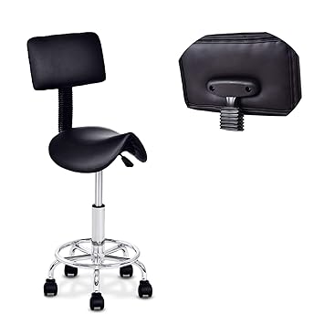 Beauty Salon Stool Rolling Saddle Chair Adjustable Massage Chair Tattoo Facial Spa With Backrest