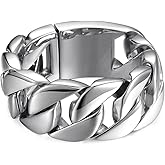 ROWIN&CO Jewelry Huge 32mm Mens Chunky Bracelet Heavy Sturdy 316L Stainless Steel Cuban Chain with Box Lock Clasp, 9.5 Inch/10.5 oz