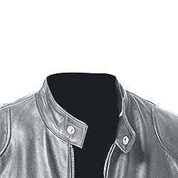 SWJGLITTR Men Slim Fit Motorcyle Leather Jacket