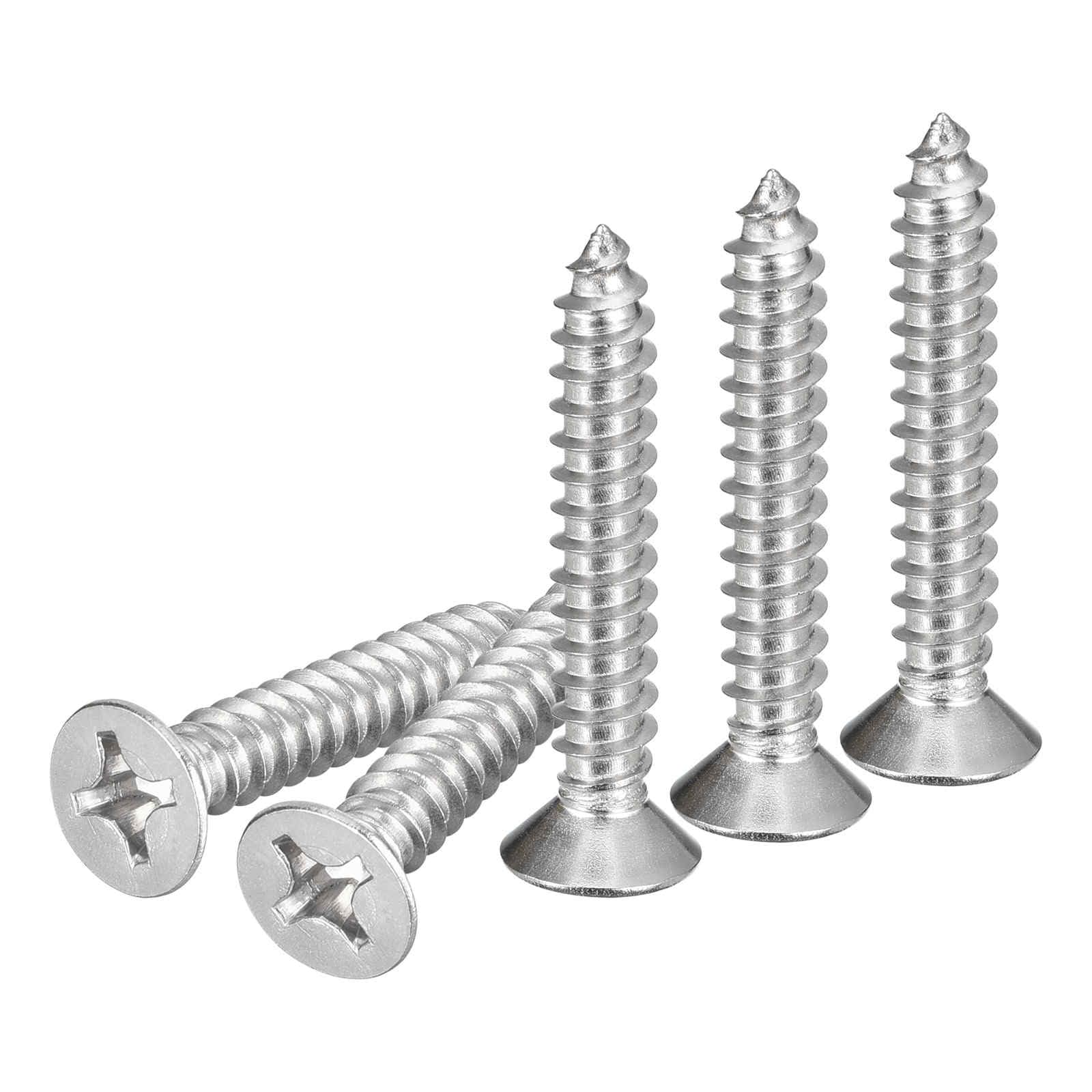 DTGN 25Pcs #12x1-3/8" Flat Head Wood Screws, 304 Stainless Steel Phillips Self Tapping Screws - Good for Woodworking, Furniture - Silver