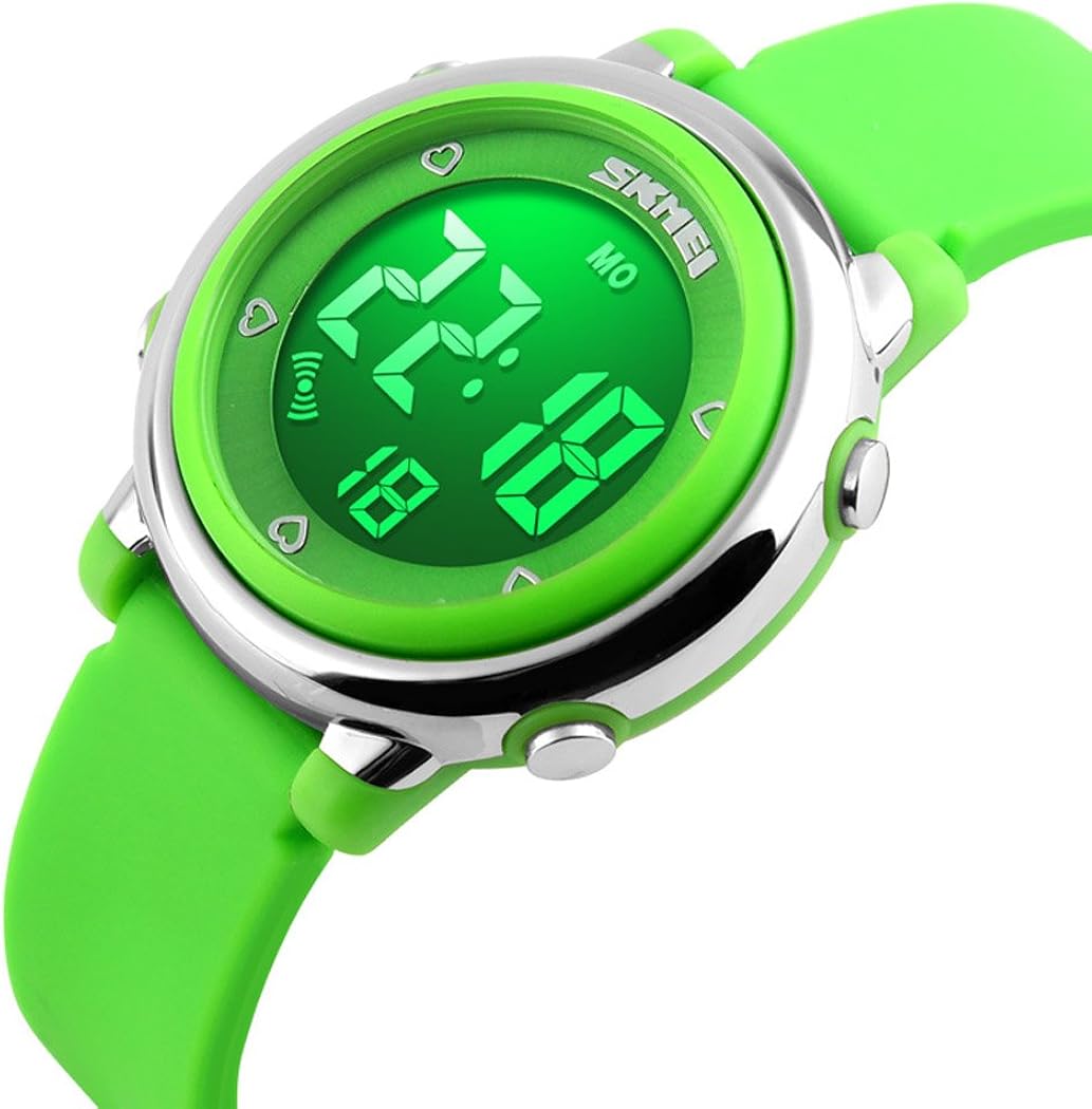 Fanmis Multifunction Digital LED Watches Water Resistant Children Girls Boys Outlook Sports Watch Green: Watches