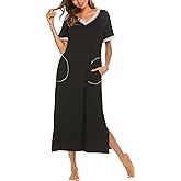 Ekouaer Women's Full Length Short Sleeve Nightgown